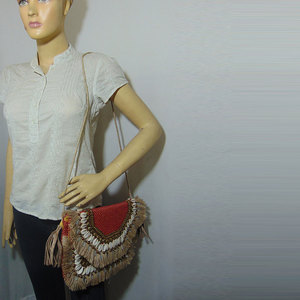 Bolso de Mano Tipo Clutch Bohemio, Hecho a Mano, de Inspiración Tribal Boho Gypsy Étnica Banjara, Estilo Vintage Indio, para Mujer, con Detalles Tradicionales - Product Image 3