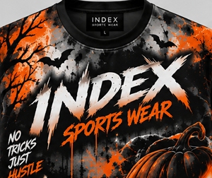 T-shirt pour homme INDEX à manches courtes, col rond, imprimé citrouille et chauve-souris d'Halloween, style sportif décontracté, coupe classique - Product Image 3