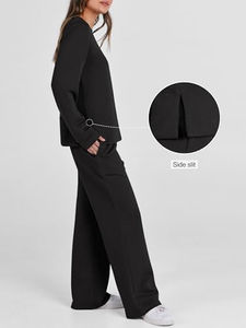 Conjuntos de 2 piezas informales de otoño para mujer, conjuntos de chándal de pierna ancha, conjuntos a juego para otoño - Product Image 4