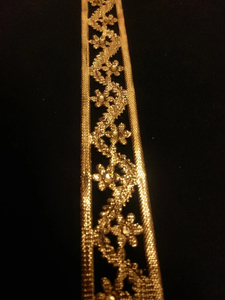 New Metallic Gold <b>Beaded</b> Floral Ribbon Lace <b>Trim</b> With for Decoration of Dresses for Crafting Sewing and Cloth Accessories - Product Image 5