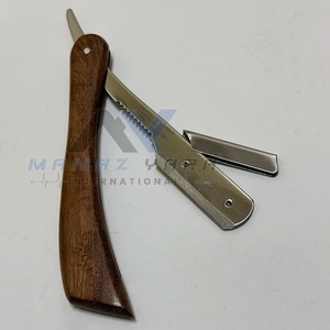 Unique Design <b>Wooden</b> Handle Barber Straight Razor Stainless Steel Blade <b>Swing</b> Lock Shaving Razor for Men Wet Shaving Smooth Hair - Product Image 5
