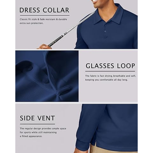 Polo de manga larga para hombre – Secado rápido, absorción de humedad, ligero, para golf y uso casual - Product Image 5