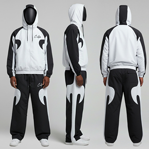 2025 Wholesale Plus Size Casual Hooded Rain Coat Pullover Sweat Suits Solid Polyester/Cotton <b>Wind</b> <b>Breaker</b> Unisex - Product Image 1