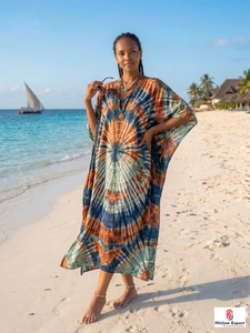 Printed <b>Kaftan</b> Dress Ladies Beach Wear Soft Fabric Loose Fit <b>Summer</b> Resort Cover Up Island Vacation Wholesale Export Supply - Product Image 4