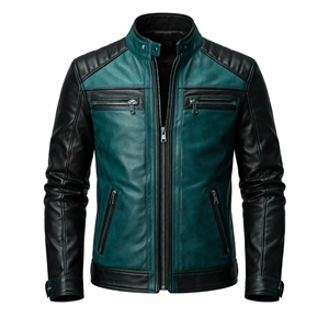 Veste en cuir véritable pour homme, style vintage, motard, zippée, hiver, décontractée, mode, vêtement d'extérieur - Product Image 4