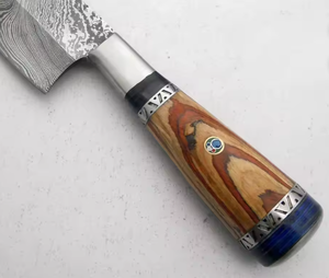 Couteau de chef en acier Damas sur mesure, lame de cuisine ultra-affûtée, manche en bois de noyer, fabricant OEM professionnel - Product Image 4