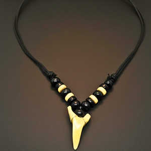 Fashion Beaded <b>Necklace</b>-20mm Hunter Tooth Pendant with Adjustable Pure <b>Leather</b> Cord for <b>Men</b> & Boys - Product Image 5