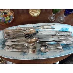 Rust Resistant Wedding Tableware Vintage Silver Plated <b>Flatware</b> <b>Set</b> With Ornate Handles Fork Spoon Knife - Product Image 5
