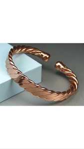 Handmade Copper <b>Wire</b> Wrapped Bangle Bracelet Bohemian Spiral Design Irregular Shape Metal Artisan Jewelry - Product Image 5