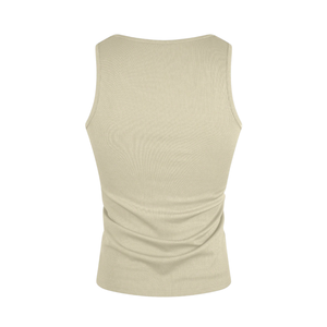 <b>Men</b> Ribbed Tank Top Slim Fit Sleeveless Spandex/Polyester Quick Dry Sports <b>Singlet</b> Solid Front Logo for Gym Training Casual Wear - Product Image 2