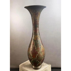 Traditional <b>Bronze</b> Floor <b>Vase</b> Handmade Decorative Floral Design Metal <b>Vase</b> - Product Image 5