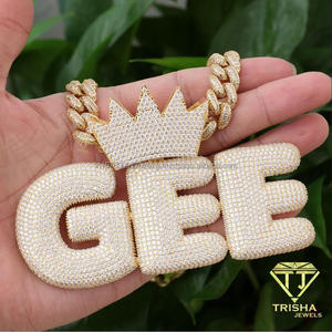 สร้อยคอจี้ตัวอักษร GEE แบบสั่งทำสุดหรู ประดับคริสตัล สไตล์ฮิปฮอป เครื่องประดับแฟชั่นสำหรับผู้ชาย - Product Image 3