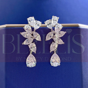 Pendientes de diamantes cultivados en laboratorio, brillantes, con diseño de candelabro, elaborados en oro amarillo, perfectos para compromiso, diamantes cultivados en laboratorio ecológicos. - Product Image 3