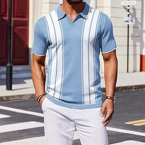 Mens <b>Short</b> Sleeve Casual Knit Polo Shirt Vintage Golf T Shirts <b>Old</b> Money Tops Comfortable Soft Cotton Classic Button Polo Casual - Product Image 4