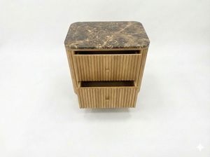 <b>Table</b> 2 Drawers Eco-Friendly Oak MDF Rubber Veneer Marble Top 5+ Compartments Dynamic Design Dining Living Spaces Modern - Product Image 4