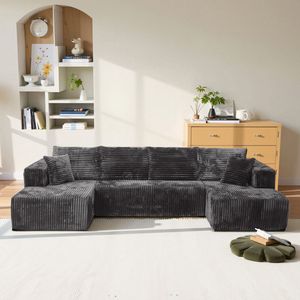 Divano Modulare a U Moderno e Minimalista in Corduroy, Design Componibile Senza Necessità di Montaggio, Confortevole per Soggiorni e Camere da Letto - Product Image 2