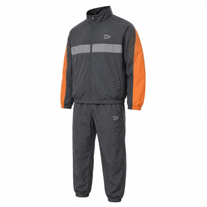 Men Gray Polyester Tracksuit <b>Set</b> Orange Accents Drawstring Closure Side Pockets Sporty <b>Jogger</b> Style Eco-Friendly 2 1 Design - Product Image 3