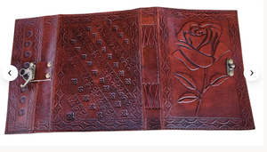 New Era Leather Saddle Stitched <b>Diary</b> with Rose Embossing Brass Lock 120 Sheets Vintage Style for Gift vintage leather journal - Product Image 2