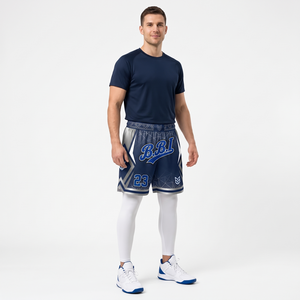 Pantalones cortos de baloncesto Cyber negros y verde azulado para hombre, al por mayor, transpirables, de malla, ropa deportiva retro, pantalones cortos de entrenamiento para gimnasio, pantalones de uniforme sublimados - Product Image 2
