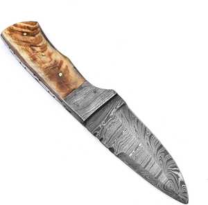 Cuchillo de Caza y Camping de Acero de Damasco Hecho a Mano, Edición Limitada, con Funda de Cuero y Mango de Cuerno de Carnero, Alta Durabilidad, Personalizable, para Regalo - Product Image 3