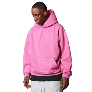 เสื้อฮู้ดสีชมพูสำหรับผู้ชาย สกรีนโลโก้ได้ แขนยาว มีกระเป๋าจิงโจ้ สไตล์ลำลอง สตรีทแวร์ รับผลิตแบบ OEM ODM ขายส่งเสื้อผ้า - Product Image 1