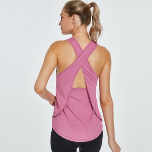 เสื้อออกกำลังกายสำหรับผู้หญิงเสื้อเล่นโยคะผ้าสแปนเด็กซ์5% ผ้าโพลีเอสเตอร์95% แห้งเร็วเสื้อออกกำลังกายคอสี่เหลี่ยมแบบเปิดหลัง - Product Image 2