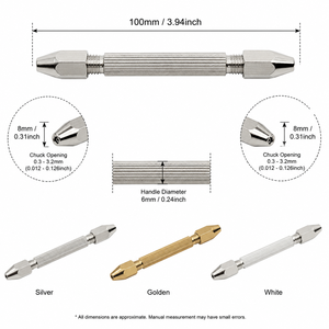 Outil de fabrication de bijoux, tournevis à double embout, perceuse manuelle à double extrémité, outil de précision, argent, or, blanc, ZetomedPro - Product Image 2