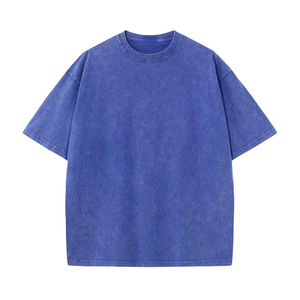 เสื้อยืดโอเวอร์ไซส์ผ้าฝ้ายฟอกทรงหลวมสำหรับผู้ชาย แขนสั้น ย้อมสีพื้น ดีไซน์คอโอ ทรงลำลอง สวมใส่สบายสำหรับฤดูร้อน - Product Image 4