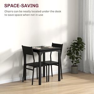 Set da pranzo nero in 3 pezzi, tavolo quadrato da 23,5 pollici e 2 sedie per piccoli spazi - Cappotti da donna - Product Image 4