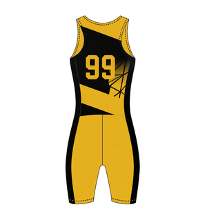 Traje de Competición de Remo Negro y Dorado para Hombre, Uniforme sin Mangas para Competición, Singlet de Alto Rendimiento, Ropa Deportiva Personalizada al por Mayor para Equipos - Product Image 3