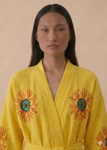 Women <b>Boho</b> Woven Floor-Length <b>Dress</b> Floral Embroidery Frayed Hem Loose Fit Long Sleeve V-neck <b>Summer</b> Casual Washable - Product Image 1