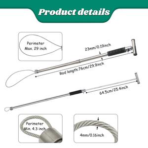 1 Pieza Lazo de Acero Inoxidable Tipo T para Captura de Cerdos, Varilla de Captura de Animales con Cable de Alambre y Mango Extensible para Ganado de Granja - Product Image 4