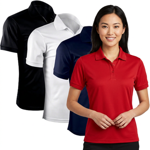 Polo de Manga Corta de Punto para Hombre, Color Sólido, Corte Regular, Negro, Blanco, Azul Marino, Rojo - Product Image 4