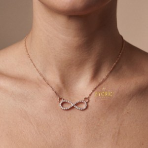Collier pendentif Zyorio Jewels Infinity en diamant de luxe, argent sterling 925 plaqué or rose, cadeau pour femme, mariage, fête - Product Image 6