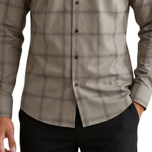 Taupe Brown Plaid <b>Men</b> <b>Flannel</b> <b>Shirt</b> Long Sleeve Button Checkered Casual Breathable Soft Brushed Fabric Summer Outdoor Streetwear - Product Image 6
