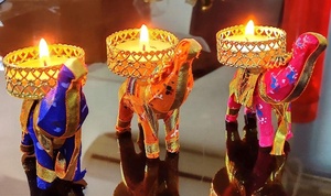 Portavelas de elefante de material reciclado hecho a mano para Bodas de Diwali de Navidad y decoración del hogar - Product Image 3