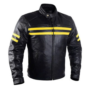 Veste de moto en cuir de vache véritable pour homme/Chaquetta, équipement de protection CE niveau 2 avec bosse de protection - Product Image 1