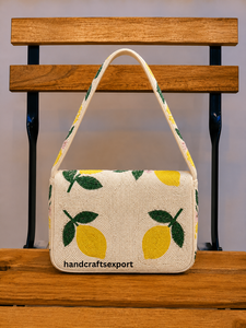 Sac à bandoulière de luxe fait main orné de perles de citron, tendance, portable, pour femme, de créateur |   Boutique haut de gamme, solide, sûr, écologique - Product Image 2