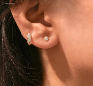 Luxury 10k 14k Gold Diamond Hoop Earrings Round Cut Lab Grown Diamond DEF VSS1 Trendy Design Diamond Earrings for Woman Gift - Product Image 3