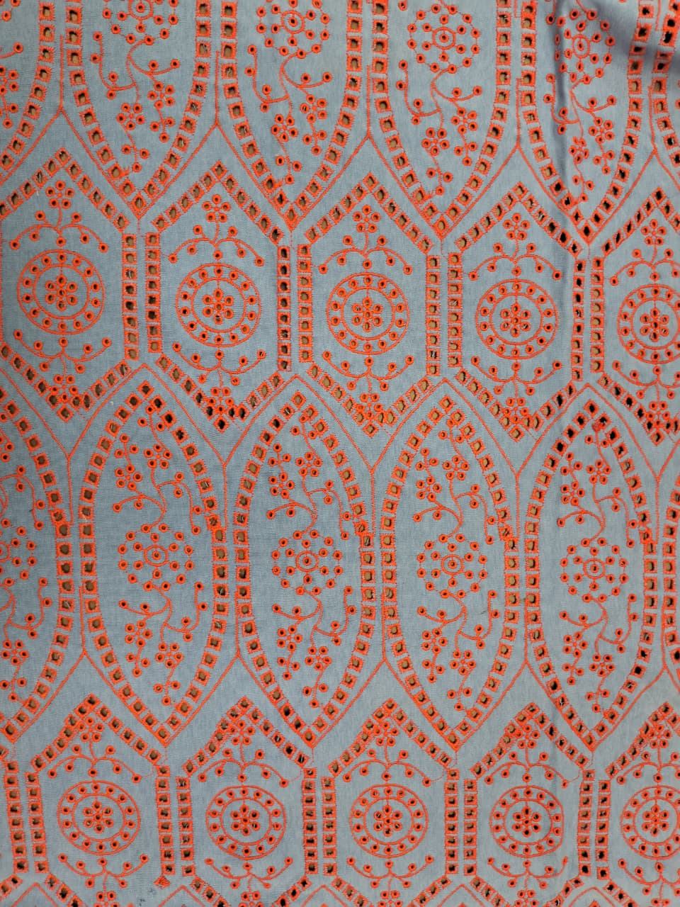 Blue base with red embroidery