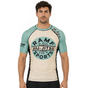 RAMF SPORTS Men's Red Blue Short Sleeve Rash Guard <b>Compression</b> <b>Shirt</b> Quick Dry Sublimation Print BJJ MMA Wrestling Top - Product Image 3