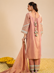 Conjunto de Kurta Rosa de Algodón y Rayón Lamhe, Corte en A, Transpirable - Product Image 6