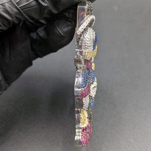 จี้การ์ตูนเพชร VVS หลากสี รูปตัวละครขี่ม้า สร้อยคอแฟชั่นฮิปฮอป เครื่องประดับสำหรับผู้หญิงผู้ชาย ปรับแต่งได้ ทำจากเงินแท้ IGI - Product Image 2