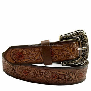Herramientas manuales de alta calidad y tallado Western Cowboy Leather Handcrafted Belt Men's Gift at Wholesale Manufacturer - Product Image 4