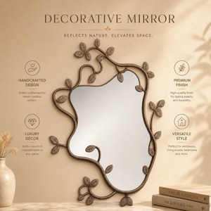 Luxury Nature Inspired Wall Mirror Decorative Leaf Branch <b>Metal</b> <b>Frame</b> Mirror Artistic Organic Shape Accent Mirror for Home,Hotel - Product Image 3