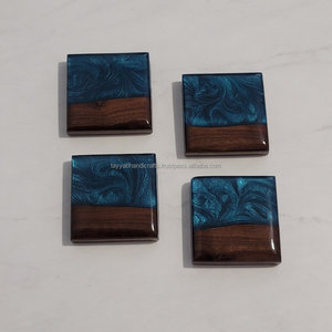 Sous-verre rond carré en résine époxy avec support personnalisé de qualité supérieure par Tayyab Handicraft - Product Image 2