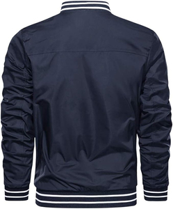 OEM Custom <b>Men's</b> Canvas Bomber <b>Jacket</b> Fall Lightweight Casual Stand Collar Windbreaker with Full Zip Coats - Product Image 4