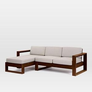 Elegante Sofá Seccional Moderno de Madera de Teca con Chaise Longue Izquierda, Diseño Minimalista, Cojines Cómodos, Sala de Estar de Lujo - Product Image 1