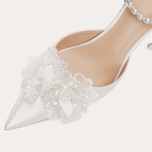 High Quality High Heel Bridesmaid <b>Shoes</b> Pearl <b>Bow</b> Bridal <b>Shoes</b> Pointed Thin Heels Wedding <b>Shoes</b> for Women and Ladies - Product Image 6