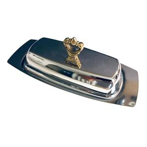 Beurrier vintage en laiton avec couvercle, élégant boîte de rangement en métal doré pour beurre, vaisselle de cuisine unique, plat de service - Product Image 5